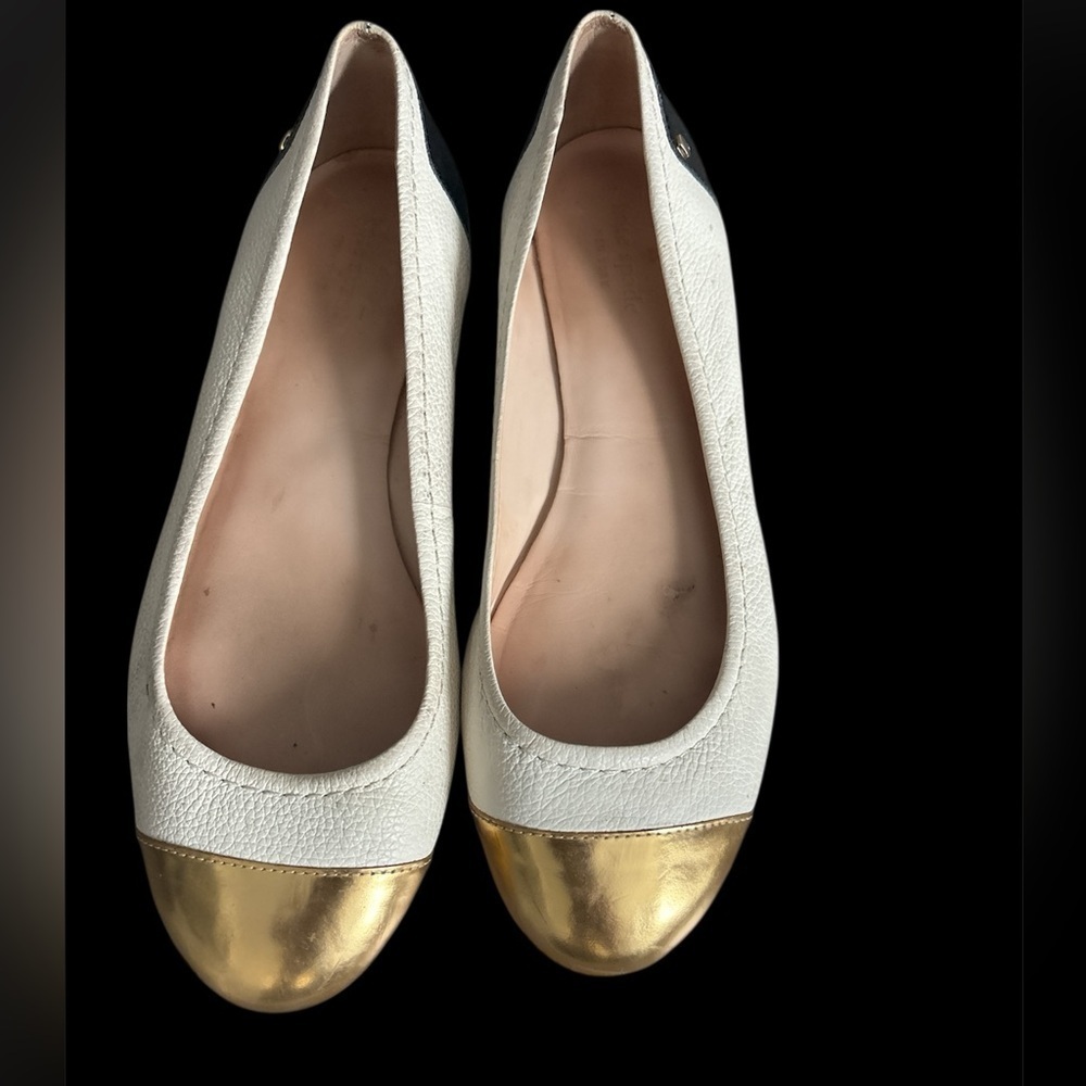 Kate Spade White and Gold minimalist Flats